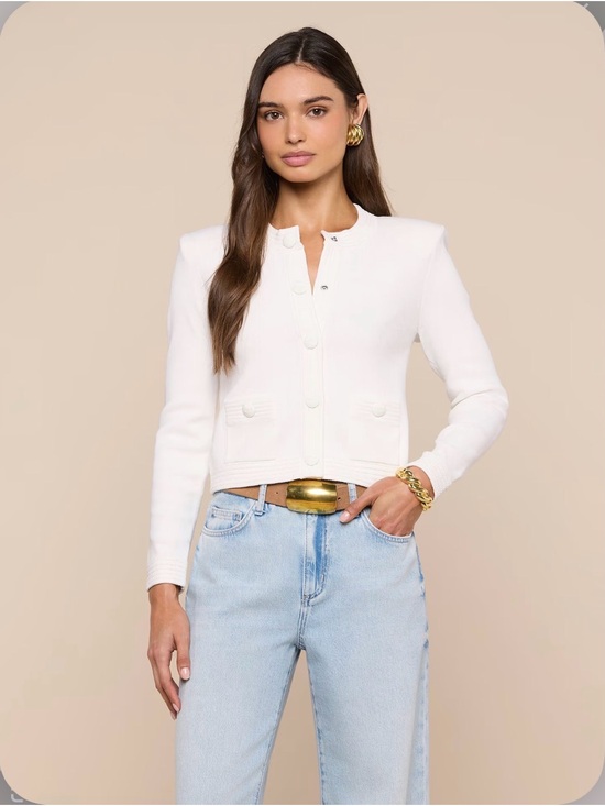 L'AGENCE Jackets & Blazers - NWT L'AGENCE Patsy Crop Crewneck Cardigan in White